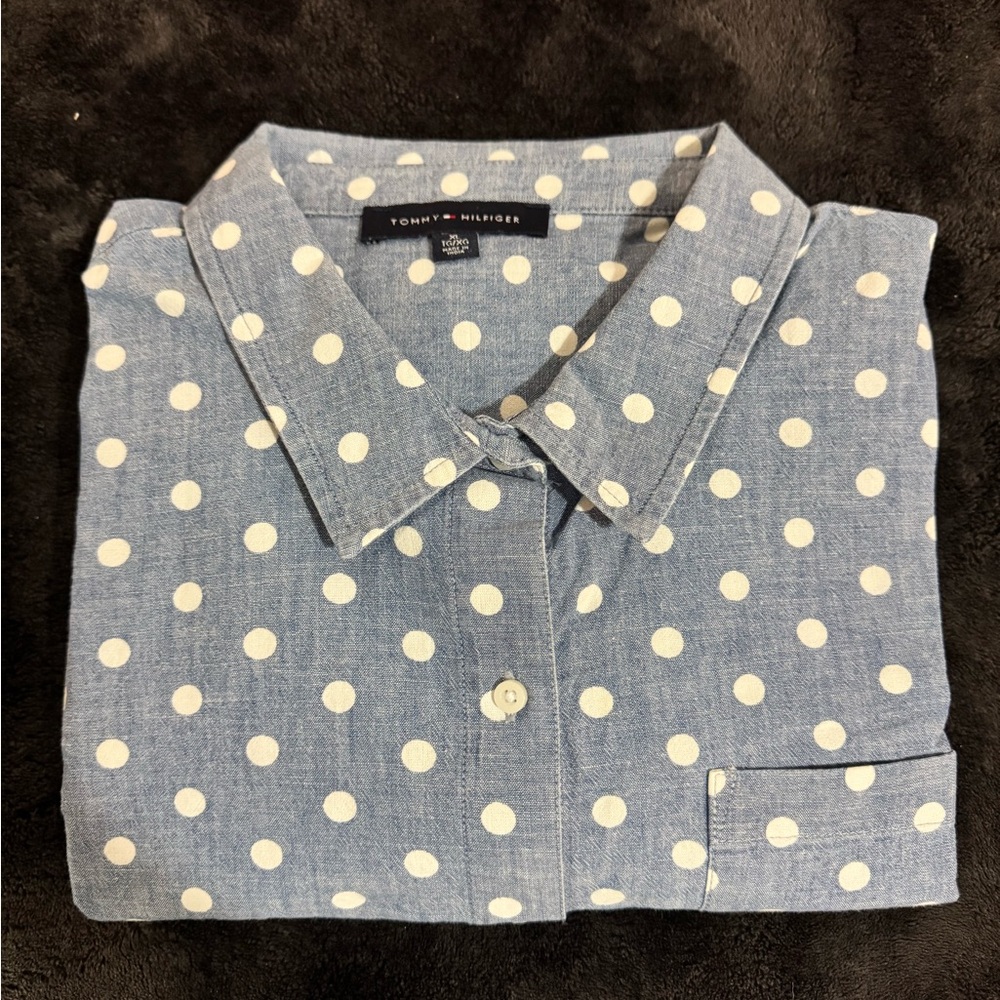 Tommy Hilfiger Blue Polka Dot Blouse